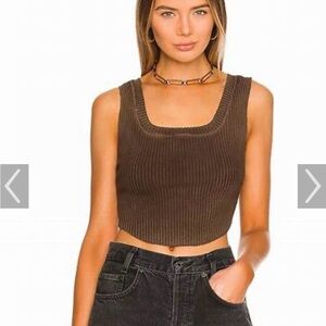 Cotton Citizen Brown Ribbed Crop Top